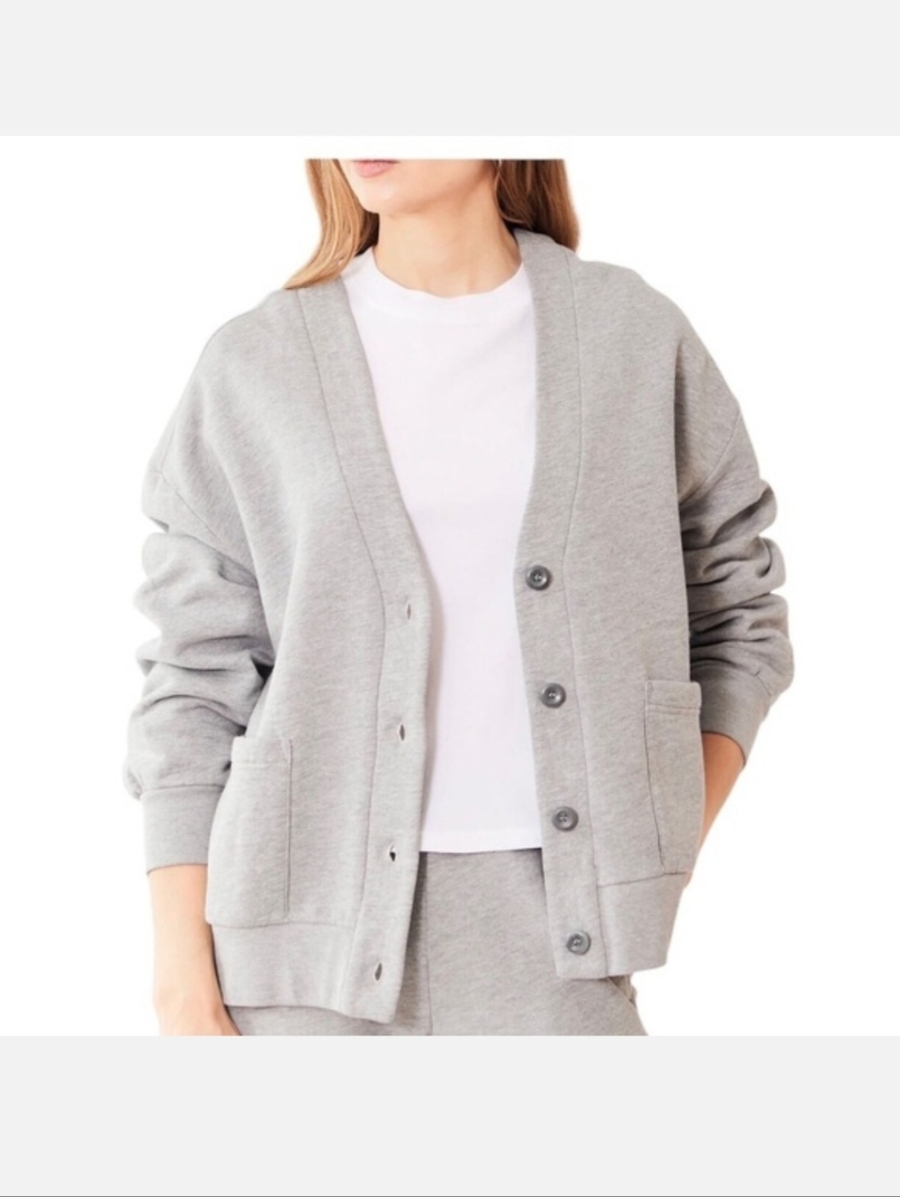 XIRENA benny v-neck cardigan in heather grey Size XL